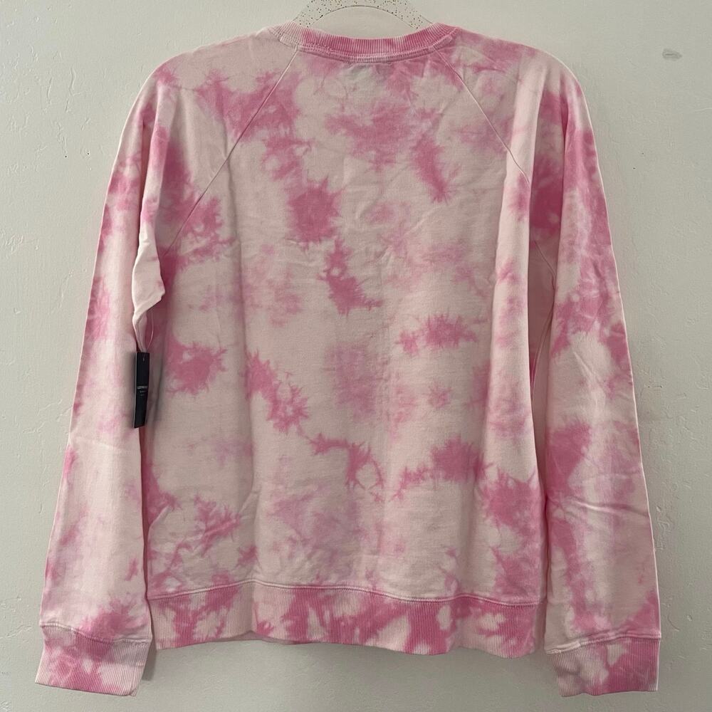 Lucky Brand Tie Dye Sweatshirt Medium Pink Pullover Crew Neck Casual Cozy NEW - Picture 2 of 11